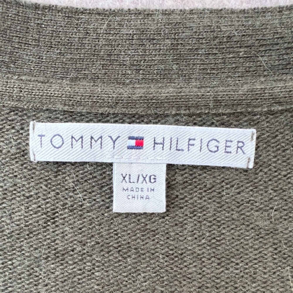 Tommy Hilfiger Cardigan Womens XL Green Good Argyle Wool Angora Blend V-Neck - Picture 3 of 9
